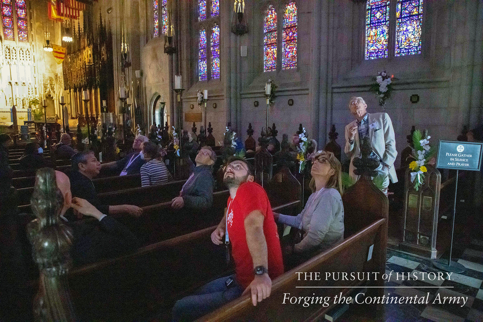 Tour of Washington Chapel by Gardiner Pearson, Washington Memorial Heritage, at The Pursuit of History—Forging the Continental Army (19 May), Valley Forge National Historical Park (photo by Joe Tacynec)