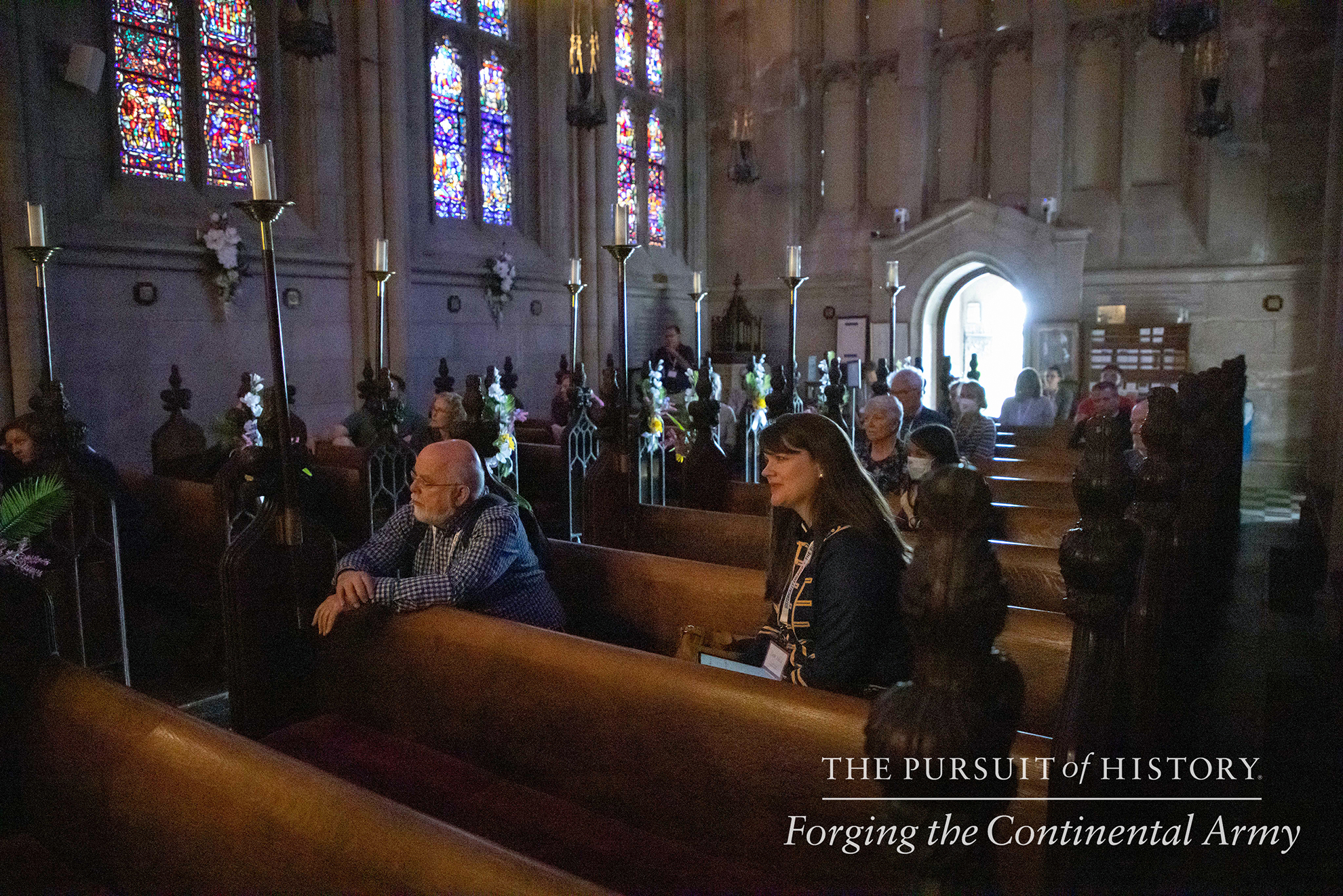 Tour of Washington Chapel by Gardiner Pearson, Washington Memorial Heritage, at The Pursuit of History—Forging the Continental Army (19 May), Valley Forge National Historical Park (photo by Joe Tacynec)