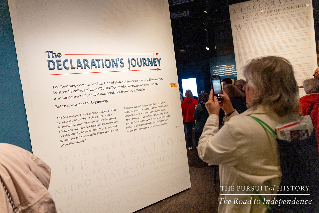 Emily Sneff, PhD, leading a tour of the Museum of the American Revolution; The Pursuit of History—The Road to Independence, Spring 2026 (photo by Joe Tacynec)-639