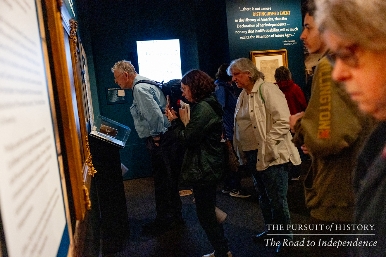 Emily Sneff, PhD, leading a tour of the Museum of the American Revolution; The Pursuit of History—The Road to Independence, Spring 2026 (photo by Joe Tacynec)-643