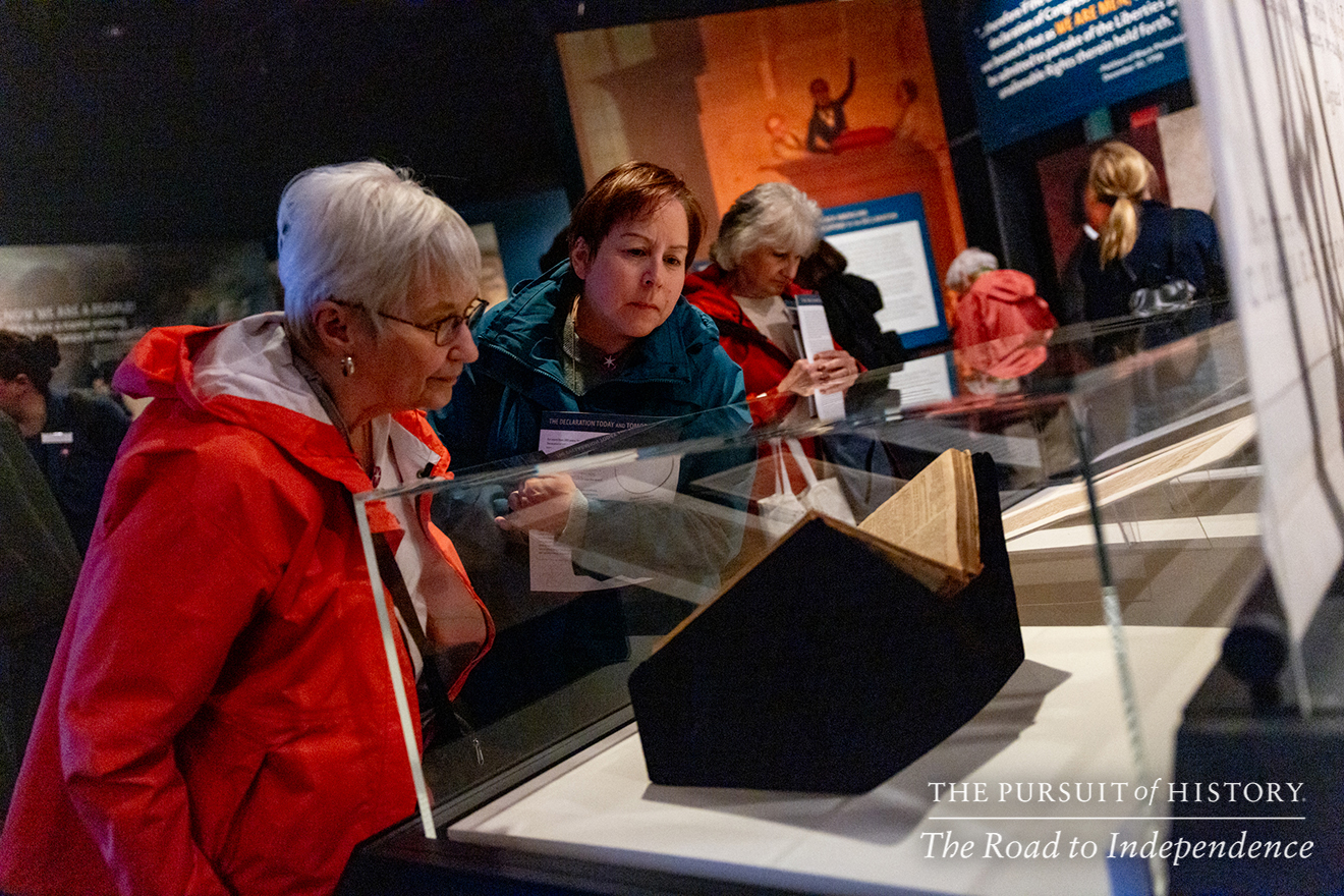 Emily Sneff, PhD, leading a tour of the Museum of the American Revolution; The Pursuit of History—The Road to Independence, Spring 2026 (photo by Joe Tacynec)-644