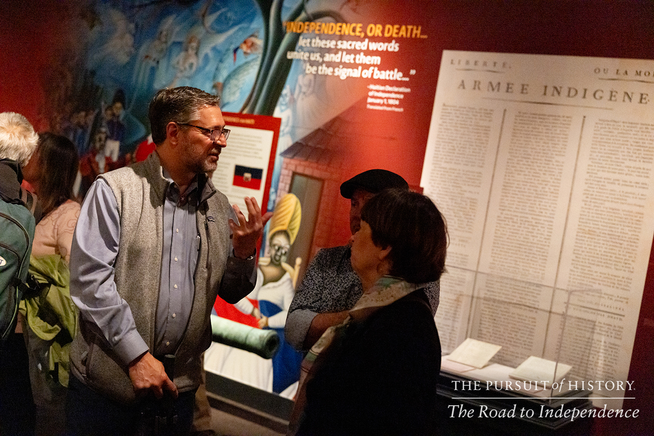 Emily Sneff, PhD, leading a tour of the Museum of the American Revolution; The Pursuit of History—The Road to Independence, Spring 2026 (photo by Joe Tacynec)-665