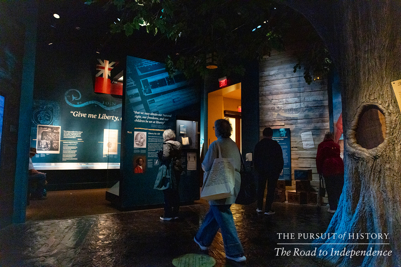 Emily Sneff, PhD, leading a tour of the Museum of the American Revolution; The Pursuit of History—The Road to Independence, Spring 2026 (photo by Joe Tacynec)-685