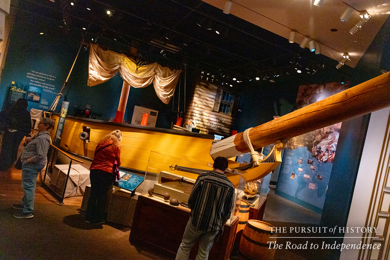 Emily Sneff, PhD, leading a tour of the Museum of the American Revolution; The Pursuit of History—The Road to Independence, Spring 2026 (photo by Joe Tacynec)-687