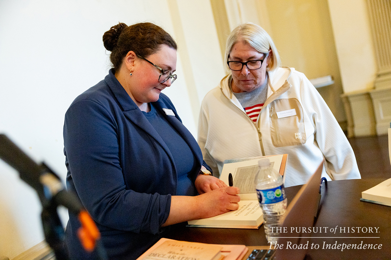 Emily Sneff, PhD, presenting Spread of the Declaration; The Pursuit of History—The Road to Independence, Spring 2026 (photo by Joe Tacynec)-613