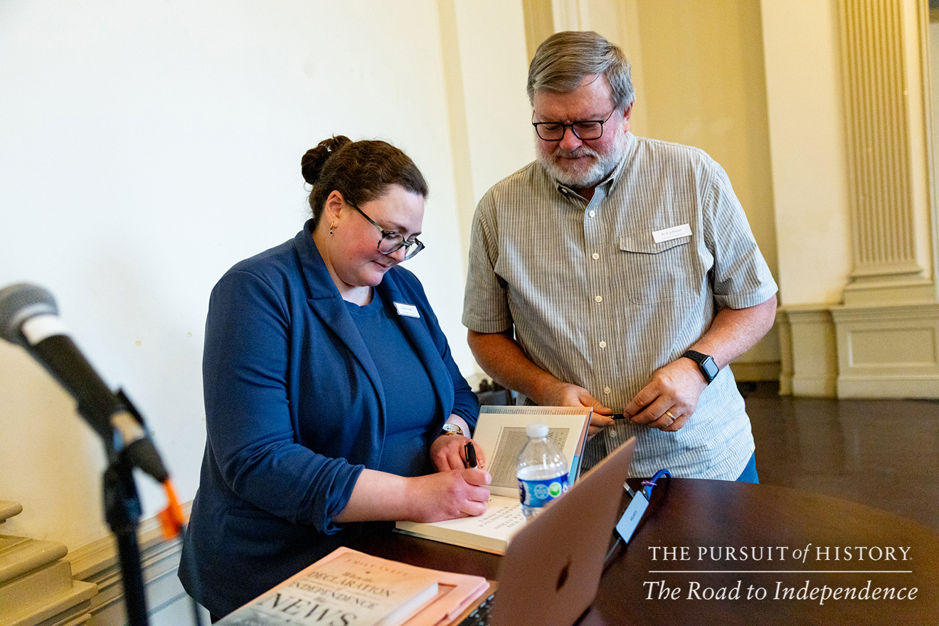 Emily Sneff, PhD, presenting Spread of the Declaration; The Pursuit of History—The Road to Independence, Spring 2026 (photo by Joe Tacynec)-616