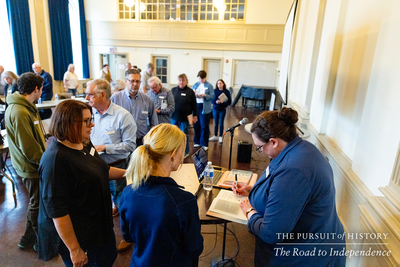 Emily Sneff, PhD, presenting Spread of the Declaration; The Pursuit of History—The Road to Independence, Spring 2026 (photo by Joe Tacynec)-621