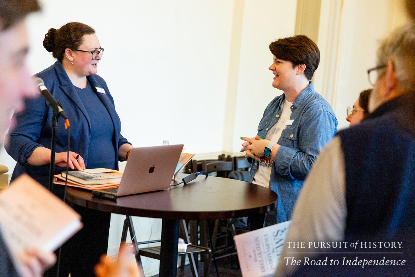 Emily Sneff, PhD, presenting Spread of the Declaration; The Pursuit of History—The Road to Independence, Spring 2026 (photo by Joe Tacynec)-623