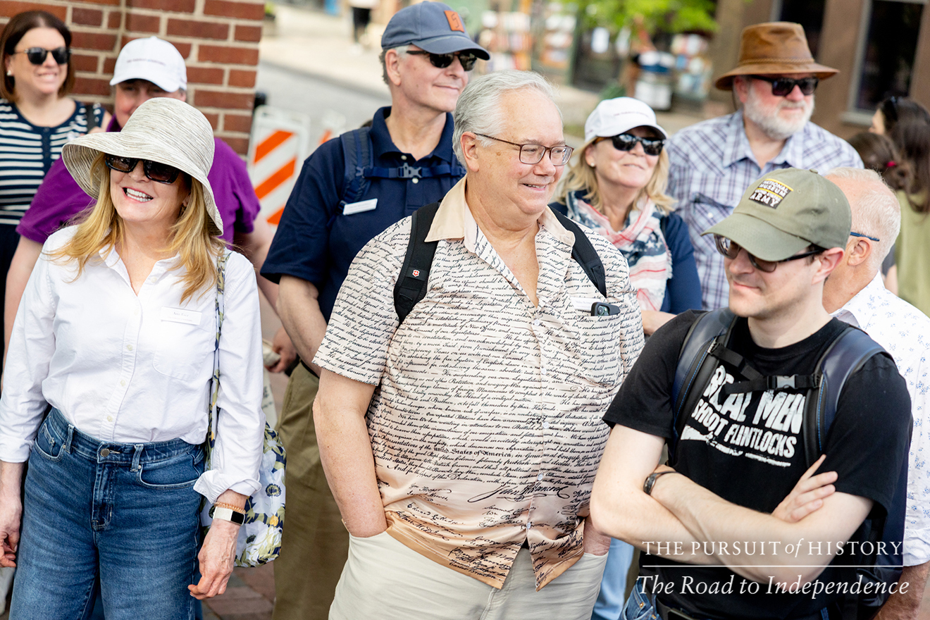 George Boudreau, PhD, leading the Neighborhood Walking Tour; The Pursuit of History—The Road to Independence, Spring 2026 (photo by Joe Tacynec)-325