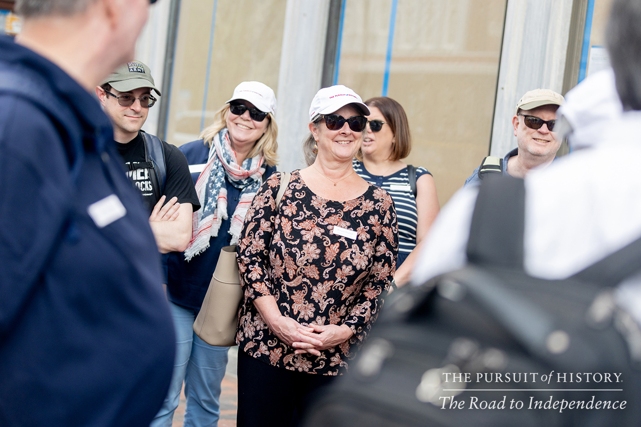 George Boudreau, PhD, leading the Neighborhood Walking Tour; The Pursuit of History—The Road to Independence, Spring 2026 (photo by Joe Tacynec)-328