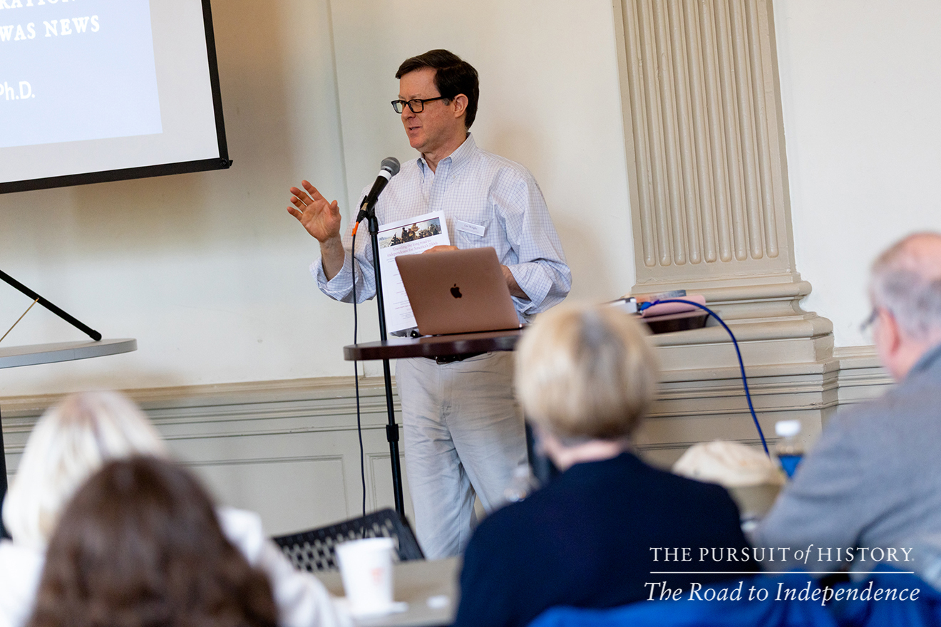 Lee Wright at the Saturday Welcome Session; The Pursuit of History—The Road to Independence, Spring 2026 (photo by Joe Tacynec)-574
