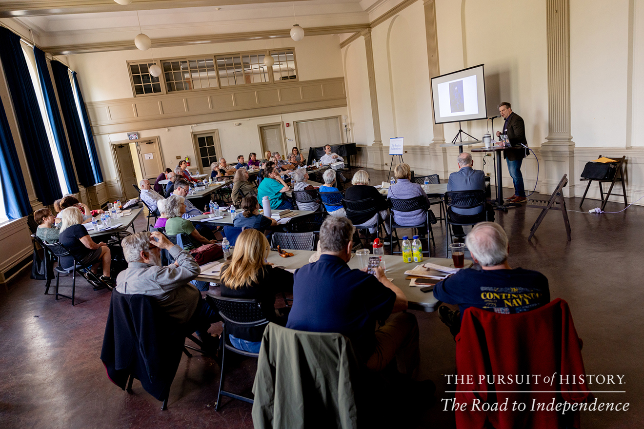 Shawn David McGhee, PhD, presenting The Dark and Untrodden Way of Independence; The Pursuit of History—The Road to Independence, Spring 2026 (photo by Joe Tacynec)-266
