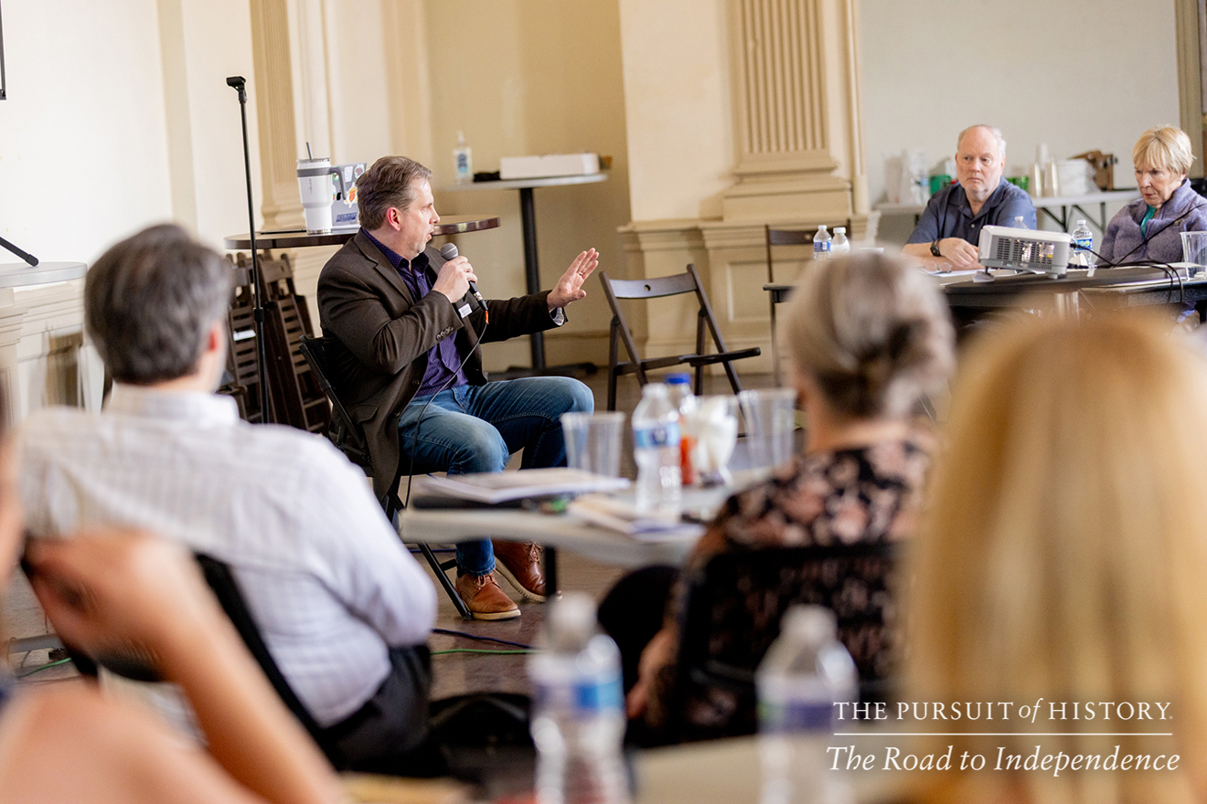Shawn David McGhee, PhD, presenting The Dark and Untrodden Way of Independence; The Pursuit of History—The Road to Independence, Spring 2026 (photo by Joe Tacynec)-270