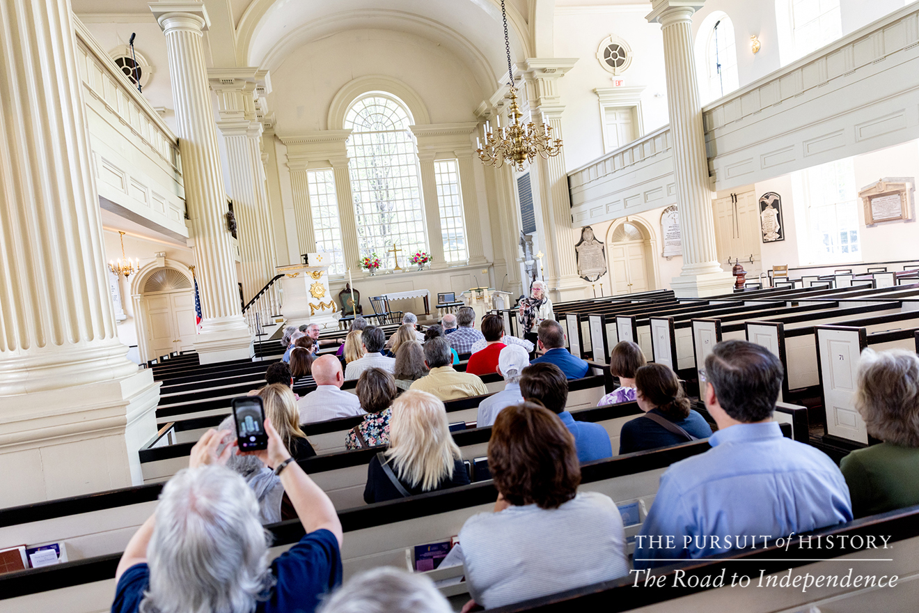 Tish Byrne leading the Guided Tour of Christ Church; The Pursuit of History—The Road to Independence, Spring 2026 (photo by Joe Tacynec)-185