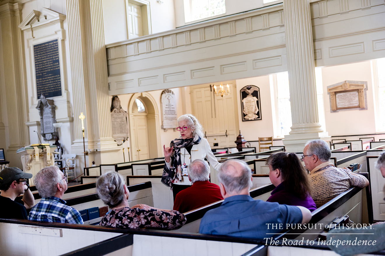 Tish Byrne leading the Guided Tour of Christ Church; The Pursuit of History—The Road to Independence, Spring 2026 (photo by Joe Tacynec)-199