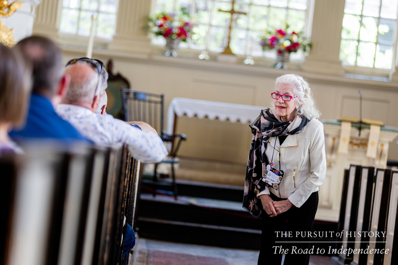 Tish Byrne leading the Guided Tour of Christ Church; The Pursuit of History—The Road to Independence, Spring 2026 (photo by Joe Tacynec)-207