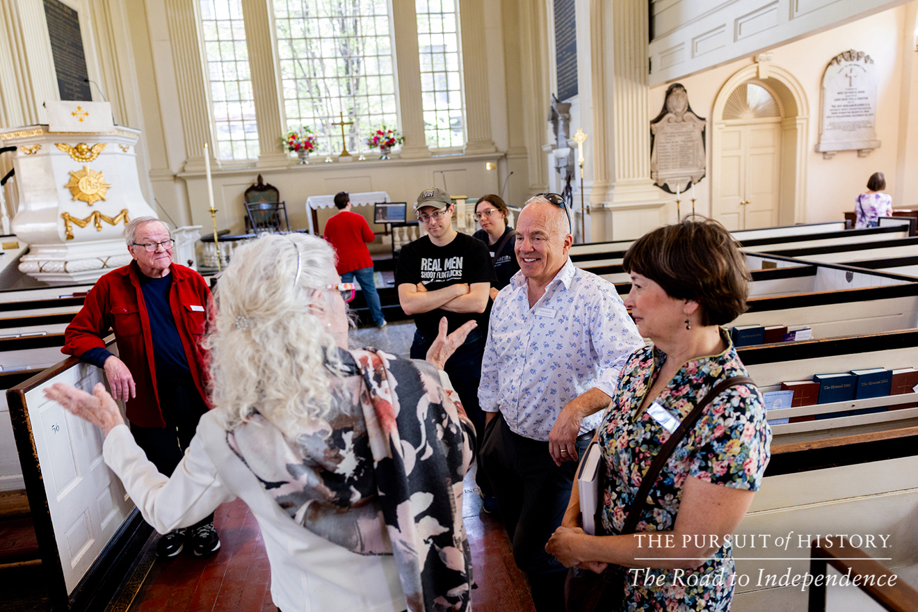 Tish Byrne leading the Guided Tour of Christ Church; The Pursuit of History—The Road to Independence, Spring 2026 (photo by Joe Tacynec)-232